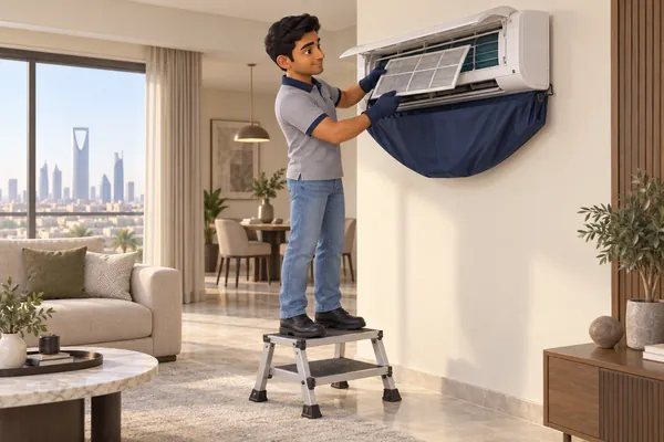 3D service illustration: A/C Cleaning & Maintenance