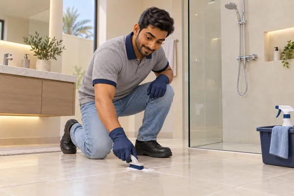 3D service illustration: Bathroom, Tile & Grout Cleaning