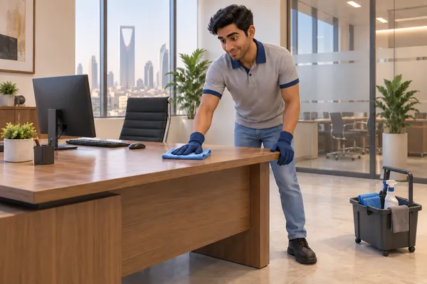 3D service illustration: Office & Commercial Cleaning